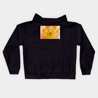 Tulipa  'Apricot Beauty'  Tulip with Happy Easter message Kids Hoodie